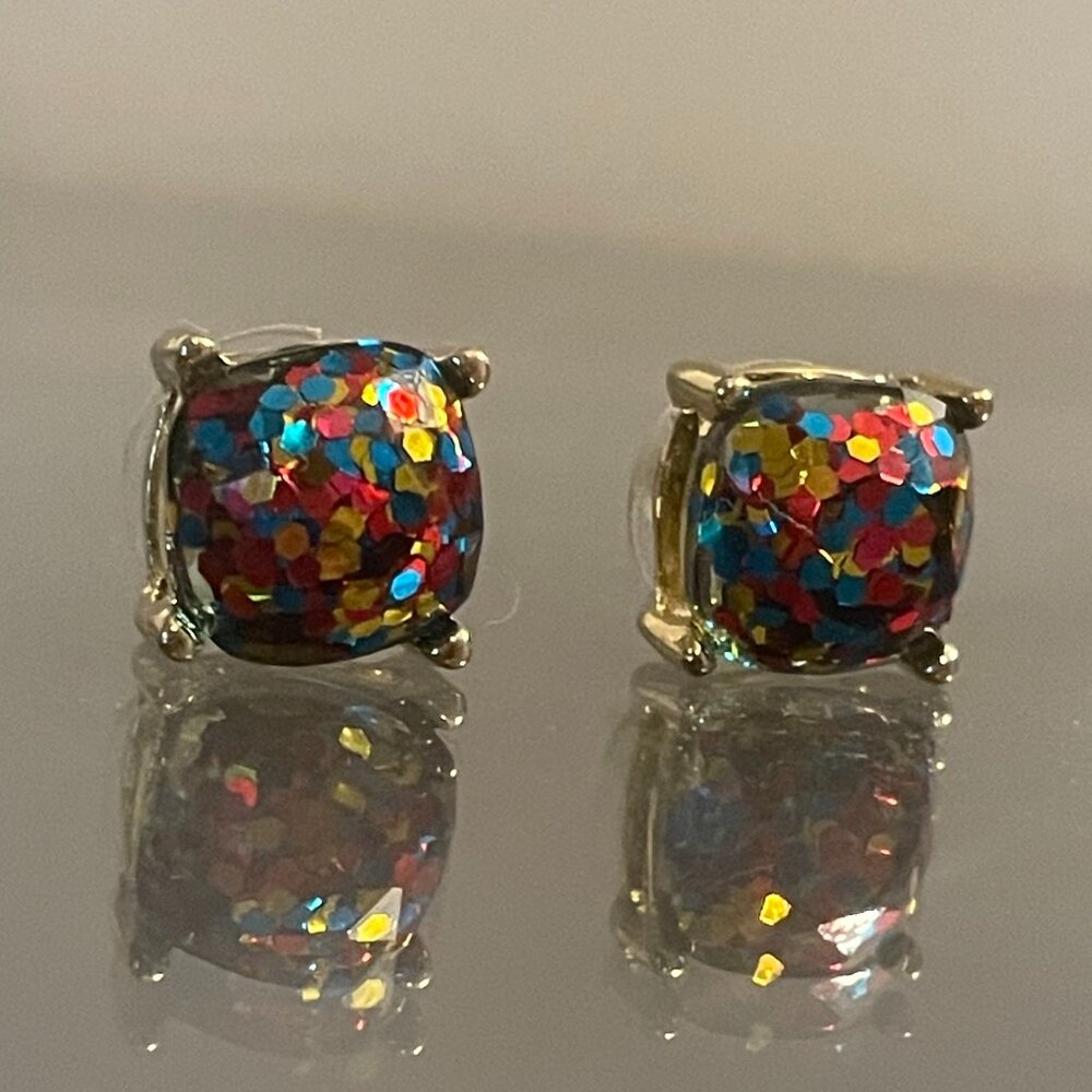 Multi-color Glitter Stud Earrings